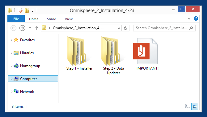 How to install omnisphere 1 files onto 2017
